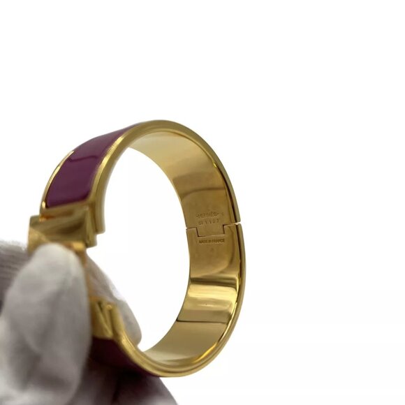 HERMES Clic Clac GM Rose Purple Bracelet Metallic - Picture 11 of 11